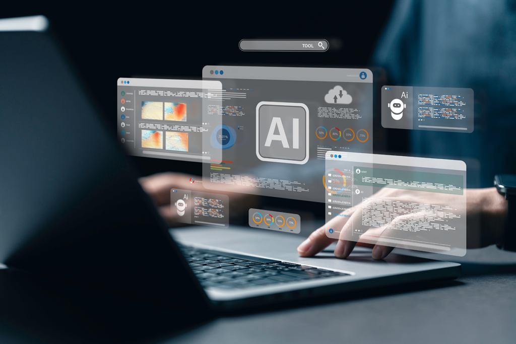 Pessoa usa inteligência artificial no computador. Habilidades importantes na área de Engenharia.